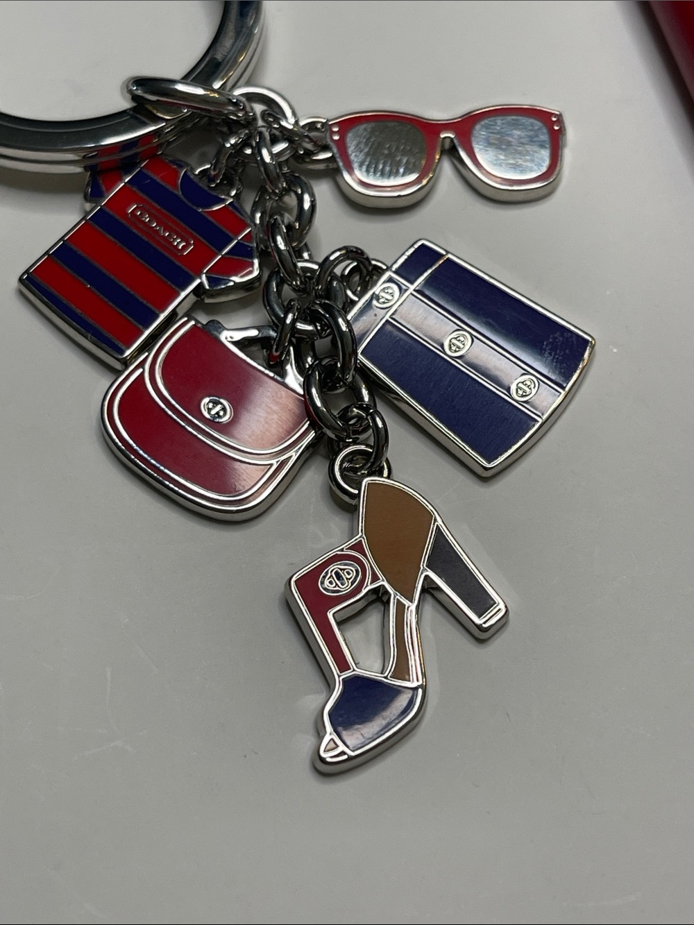 Coach Red, Purple & Tan Enamel Charm Key Ring and Coach Pen - Picture 3 of 7